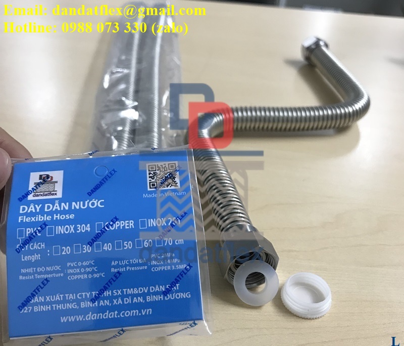 Dây cấp nước bình nóng lạnh inox phi 21, Dây dẫn nước, Khớp nối mềm inox 304 chịu nhiệt
