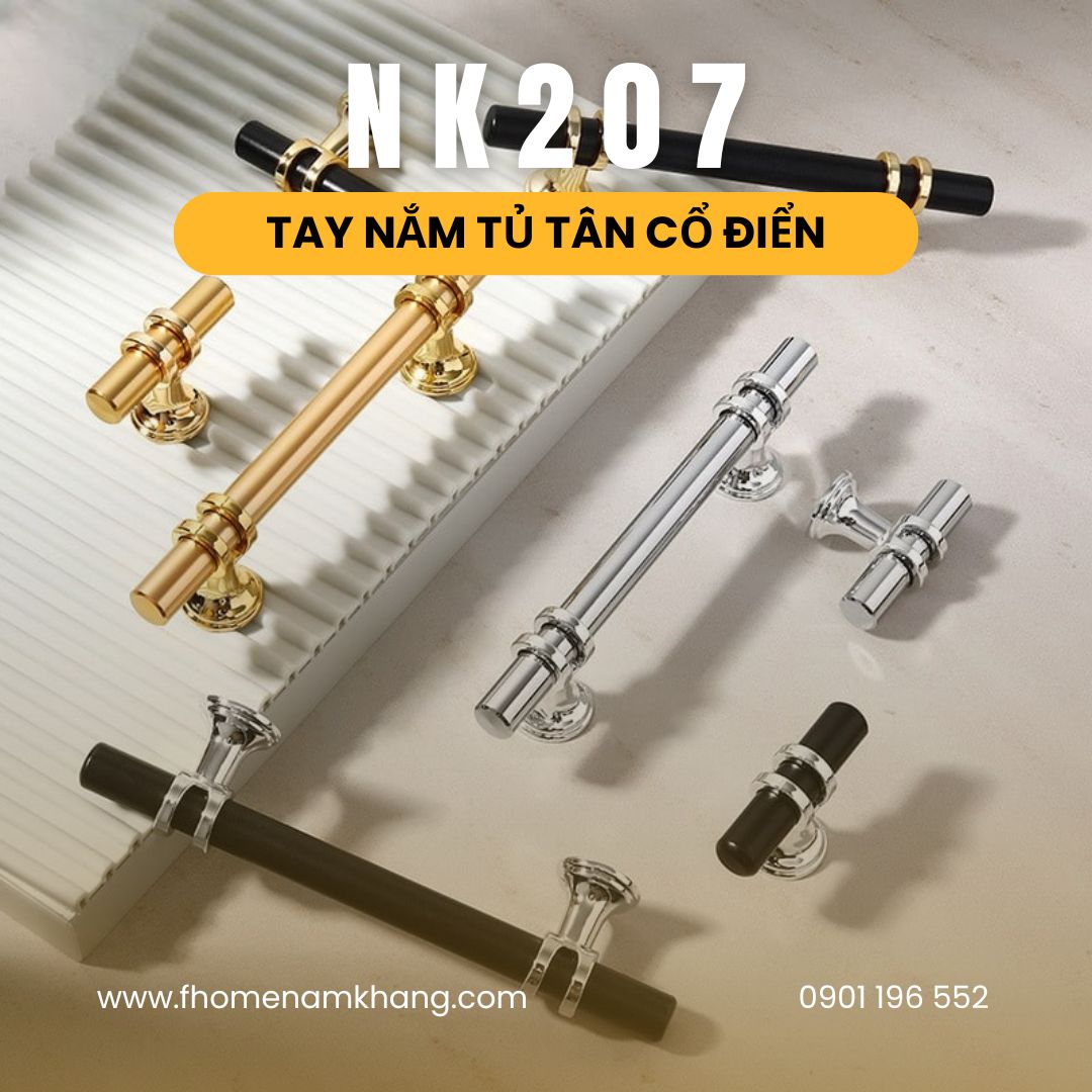 Tay nắm tủ tân cổ điển dạng thanh tròn NK207 | Zalo 0901 196 552