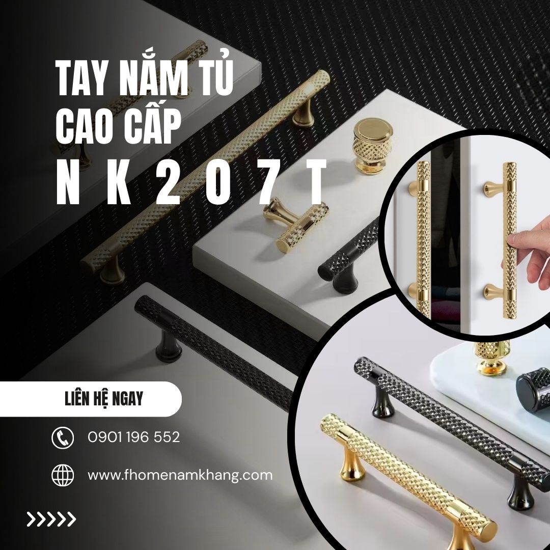 Tay nắm tủ dạng thanh bóng NK207T | Zalo 0901 196 552