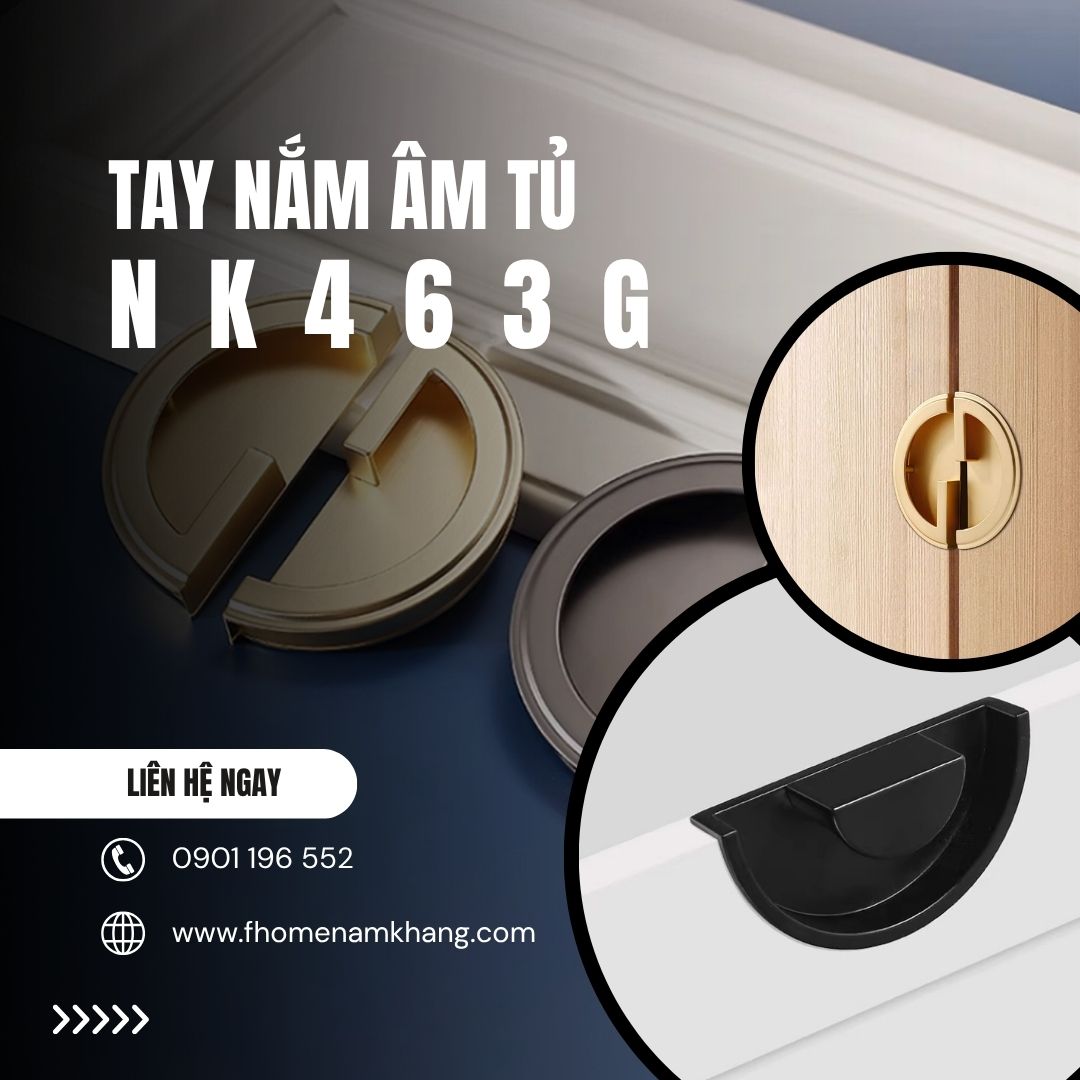 Tay nắm âm tủ dạng bán nguyệt NK463 | Zalo 0901 196 552